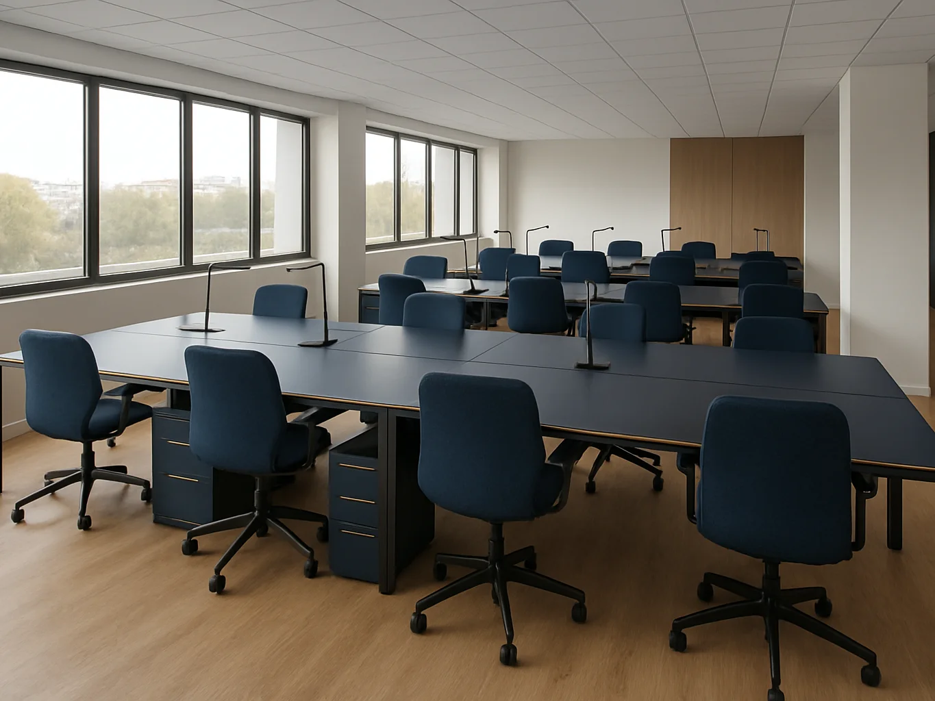 Vue large et réelle de l'open space de coworking à Sahloul, 12 po